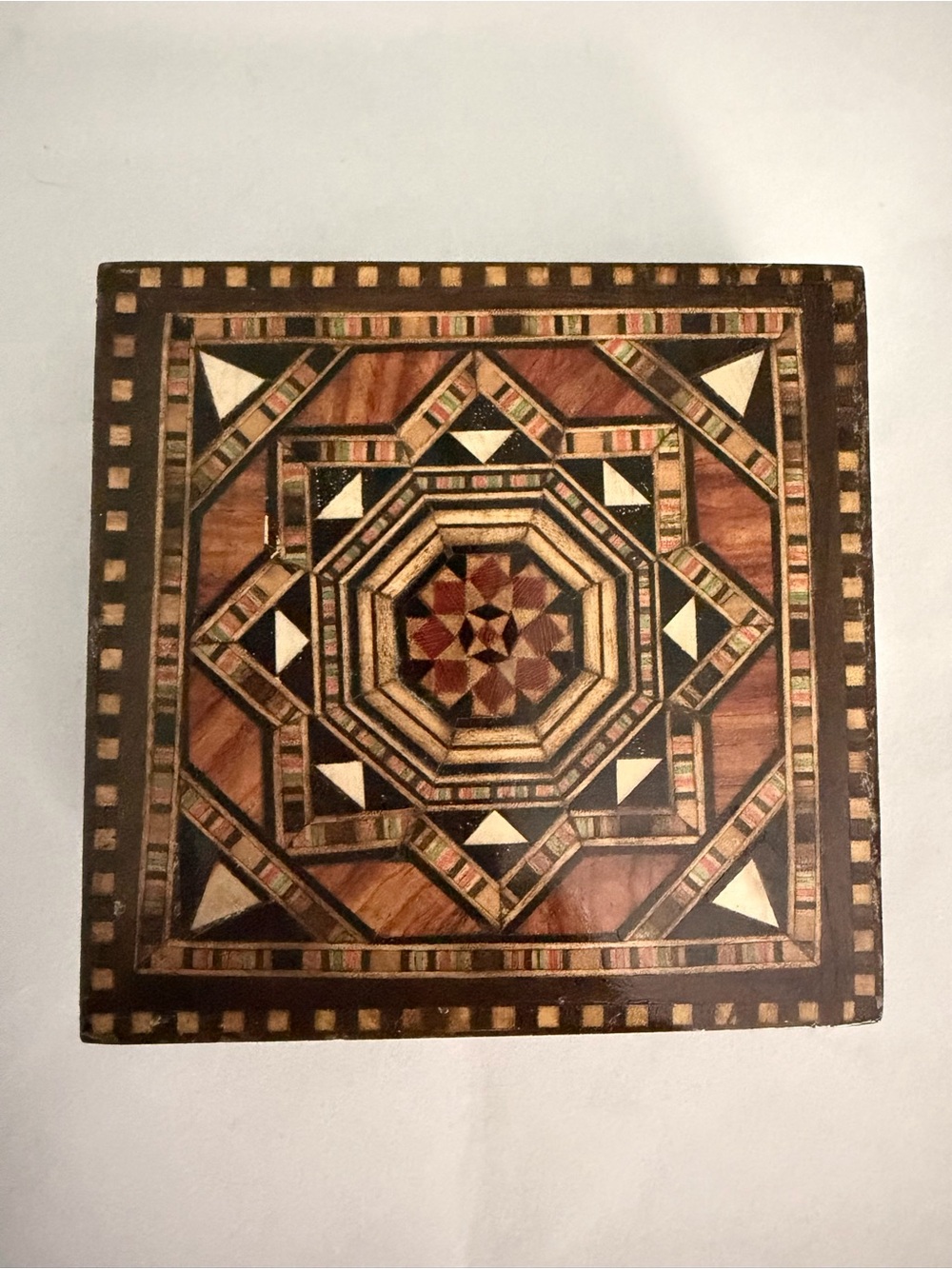 Damascus Mosaic Inlaid Wooden Marquetry Trinket Box -